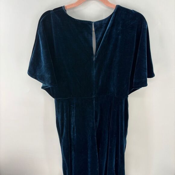 Anthropologie Greylin Luna blue Velvet Jumpsuit with Wrap VNeck wide leg  Design - Picture 2 of 10